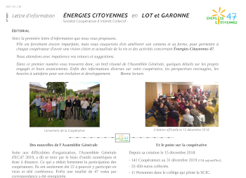 Lettre d'information du 30/01/2021